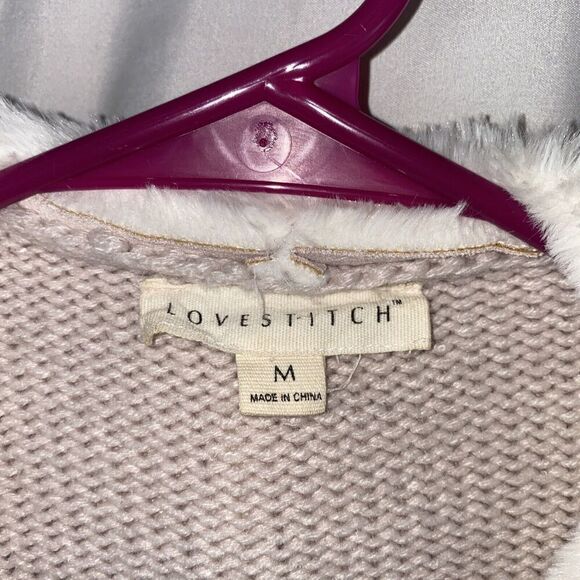 Lovestitch Pink faux suede and fur Cardigan Sweater medium - Picture 2 of 7